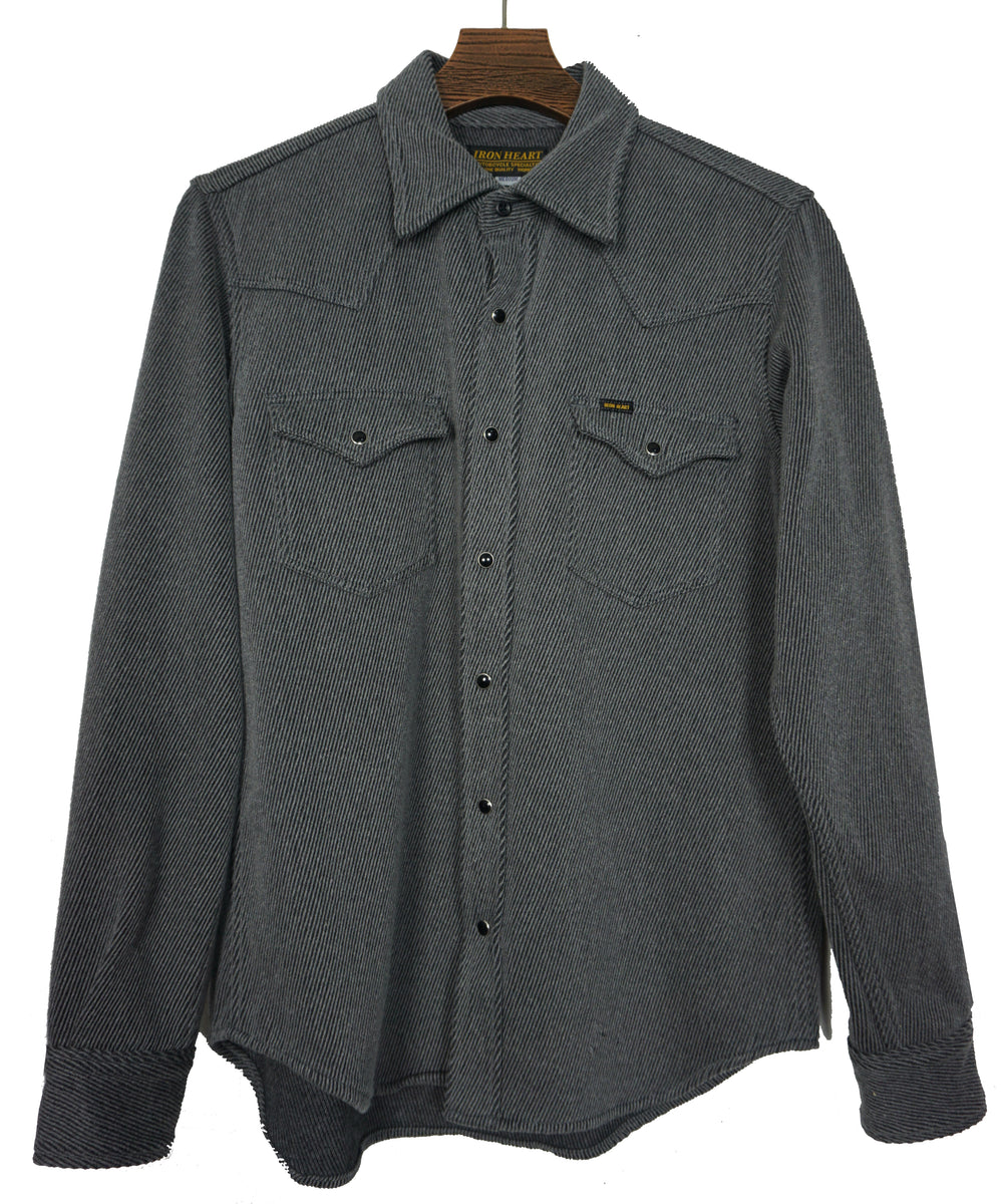 Iron Heart Top Dyed HEAVY Kersey Western Shirt Grey, IHSH254 GRY