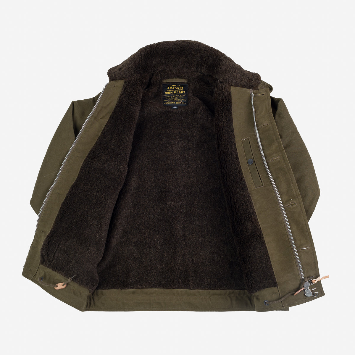 IHM37ODG, Iron Heart N1 Deck Jacket OILED Olive Aitora Store