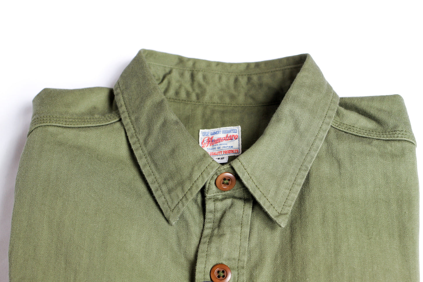 MOMOTARO Herringbone Shirt - Green