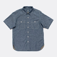 Load image into Gallery viewer, IHSH-285-IND, 5.5oz Selvedge Chambray Short Sleeved Work Shirt - Indigo