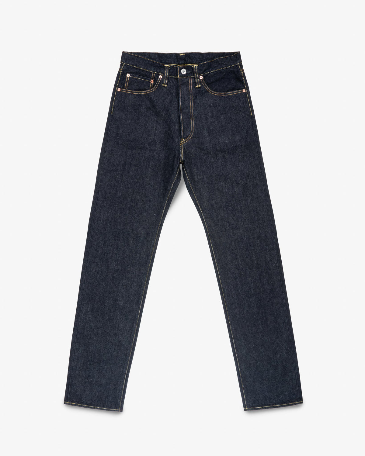 Iron Heart IH-1955S-142 14oz selvedge denim 1955 vintage tapered jeans indigo front view