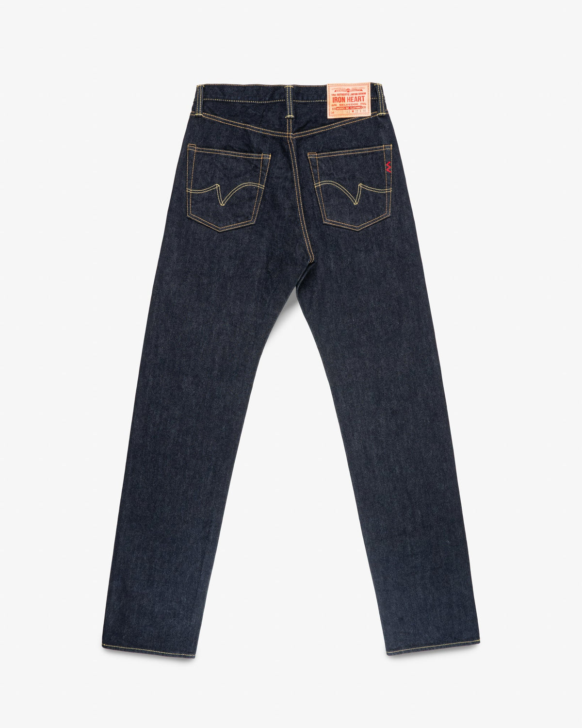 Iron Heart IH-1955S-142 14oz selvedge denim 1955 vintage tapered jeans indigo back view