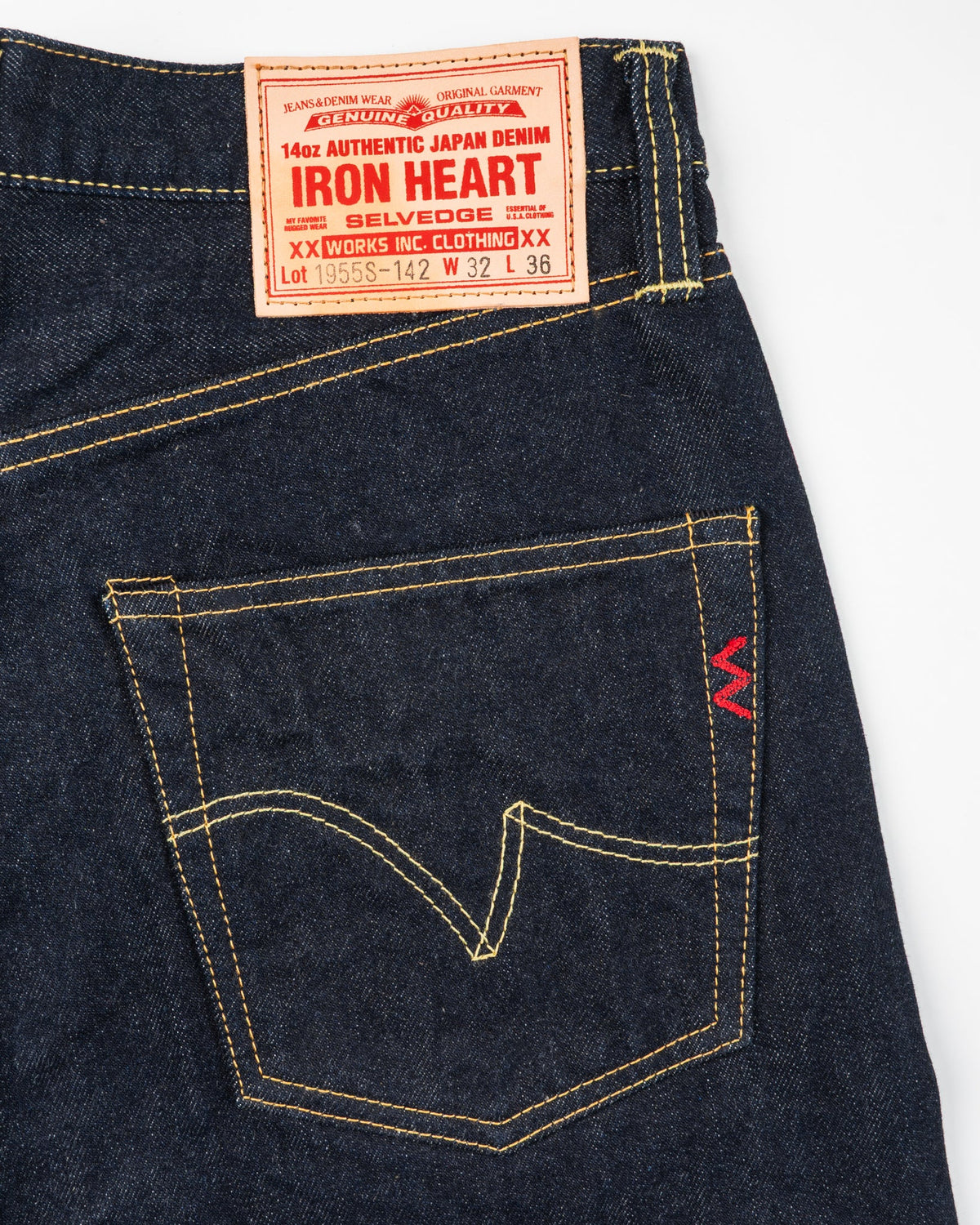 Iron Heart IH-1955S-142 14oz selvedge denim 1955 vintage tapered jeans indigo product photo