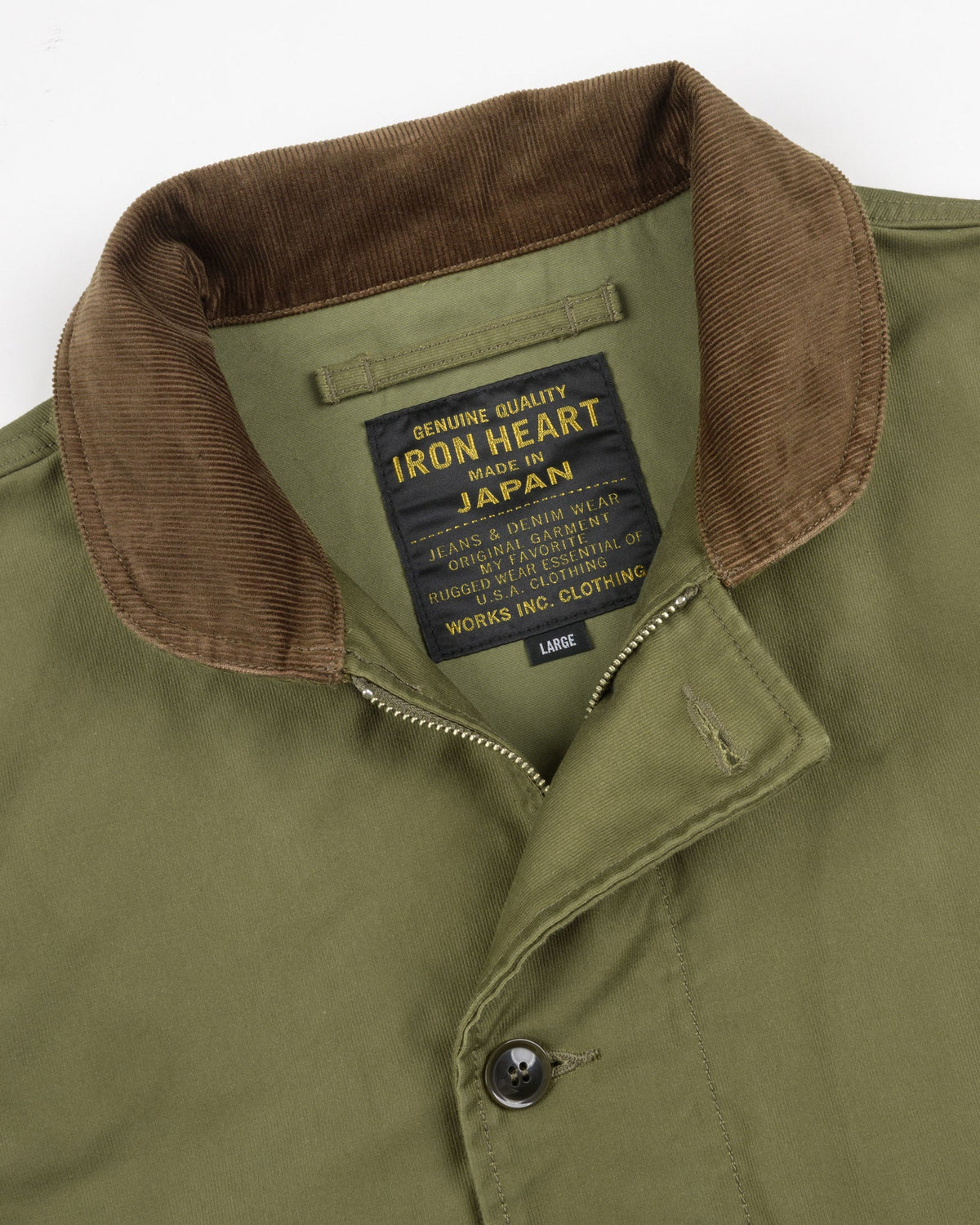 Iron Heart IHM-53-ODG 12oz whipcord N1 deck jacket olive drab green product photo