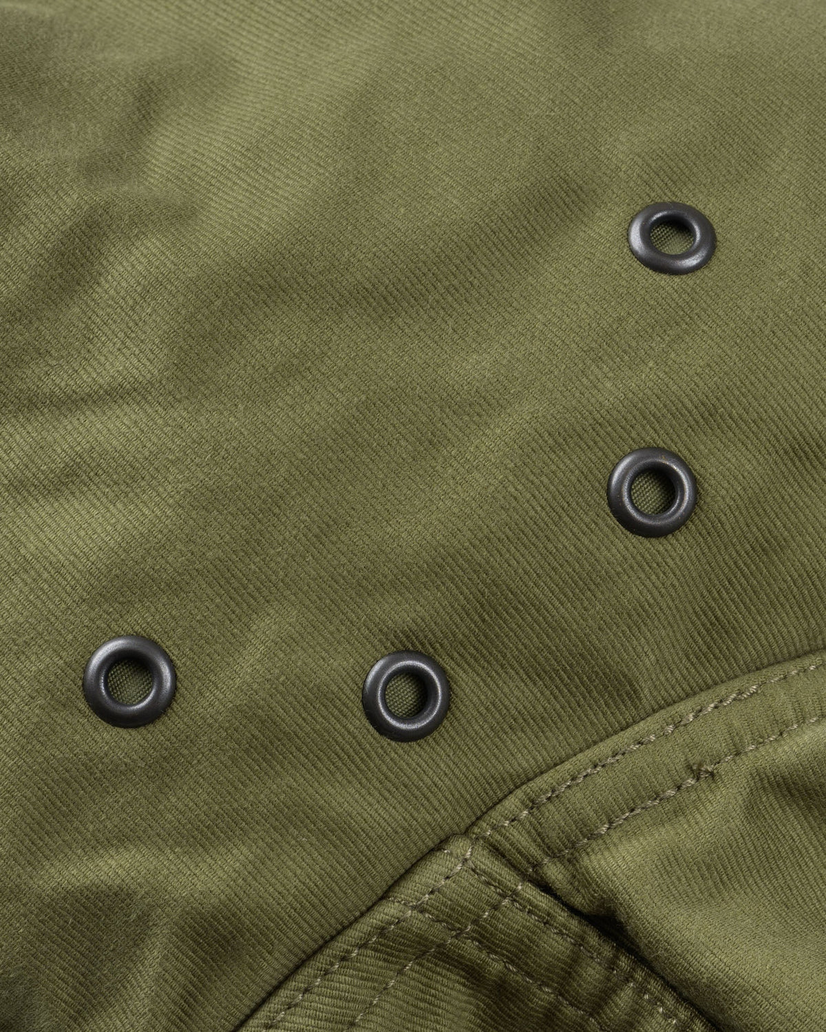 Iron Heart IHM-53-ODG 12oz whipcord N1 deck jacket olive drab green detail view