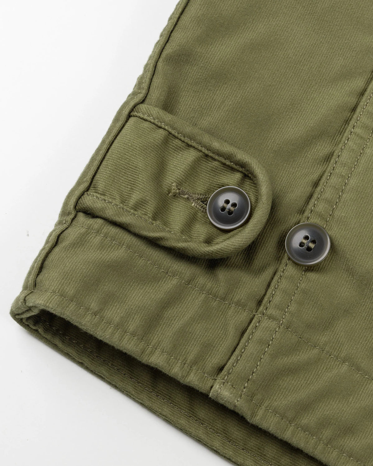 Iron Heart IHM-53-ODG 12oz whipcord N1 deck jacket olive drab green detail view