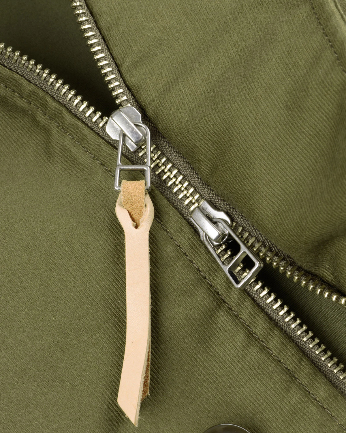 Iron Heart IHM-53-ODG 12oz whipcord N1 deck jacket olive drab green detail view