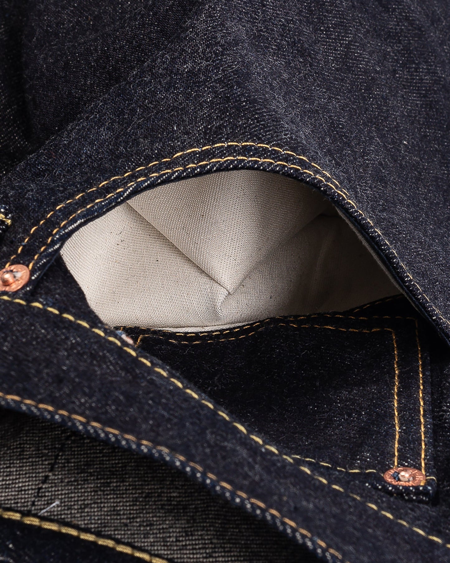 Iron Heart IH-666S-14 14oz selvedge jeans indigo fabric texture close-up