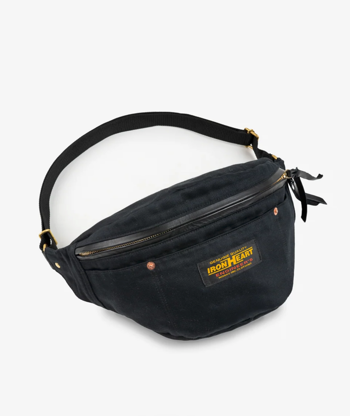 Iron Heart IHE-53 12oz Whipcord Waist Bag in Black — front view