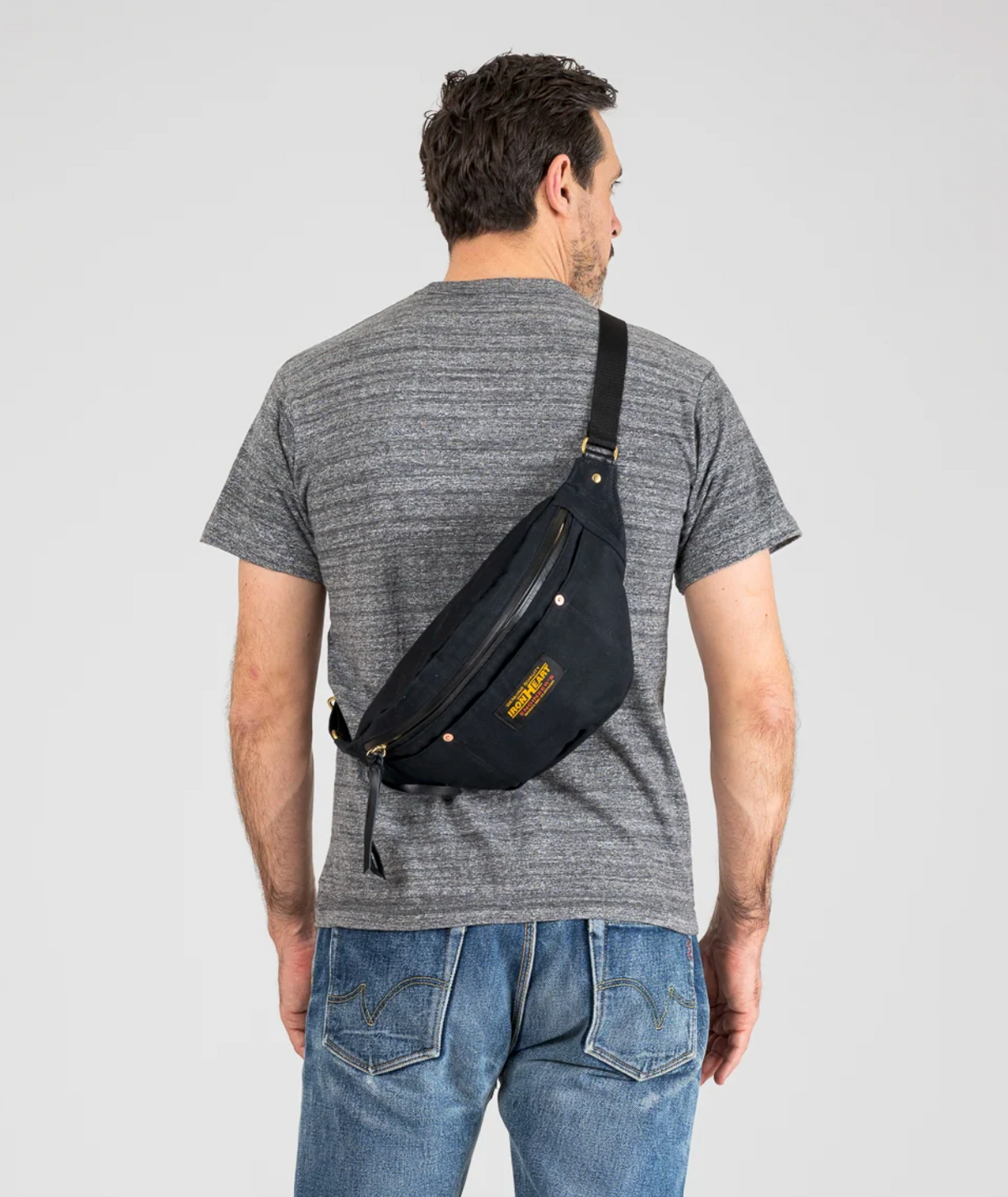 Iron Heart IHE-53 Waist Bag in Black — worn, side view