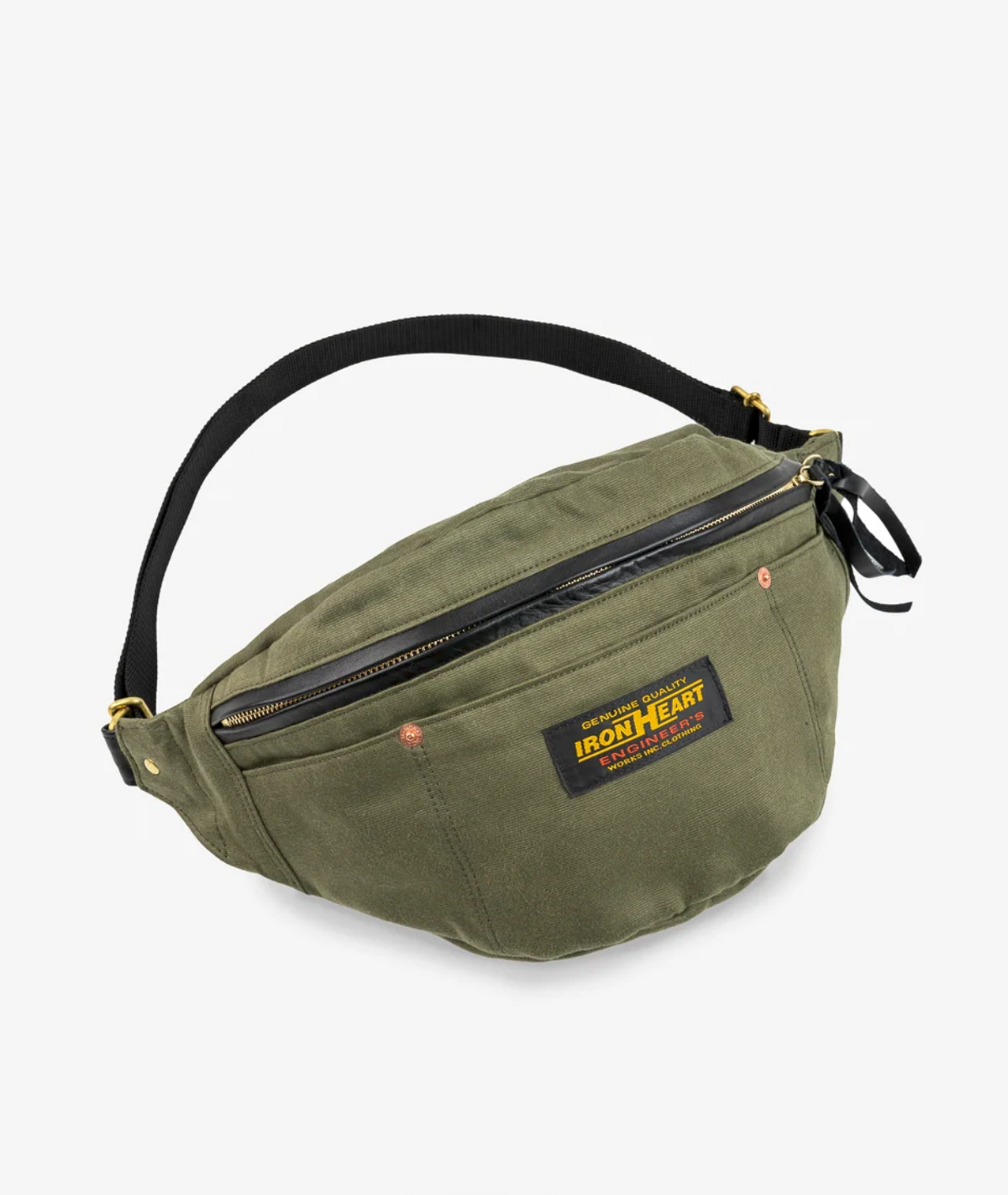 Iron Heart IHE-53 12oz Whipcord Waist Bag in Olive — front view