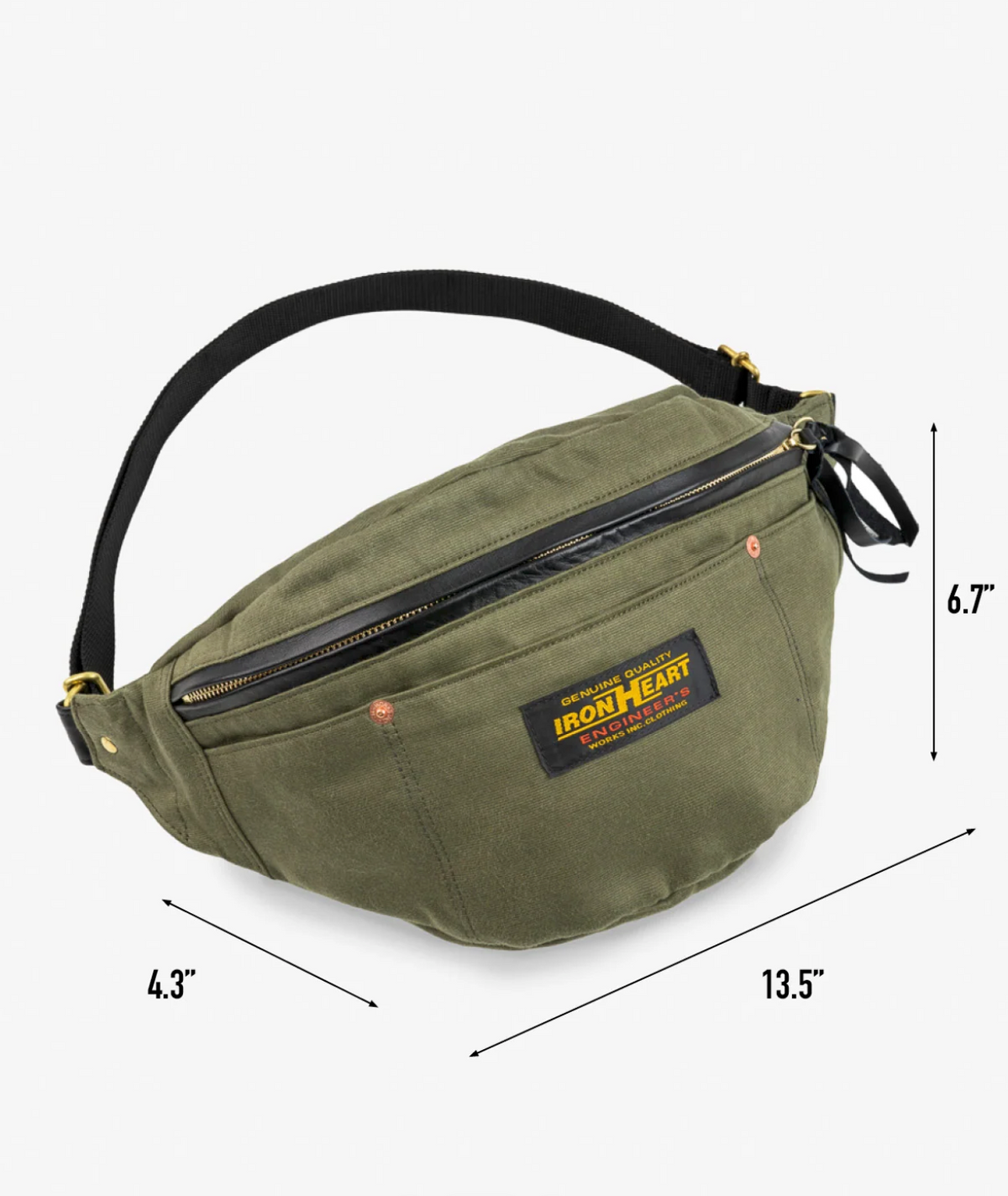 Iron Heart IHE-53 Waist Bag in Olive — detail view