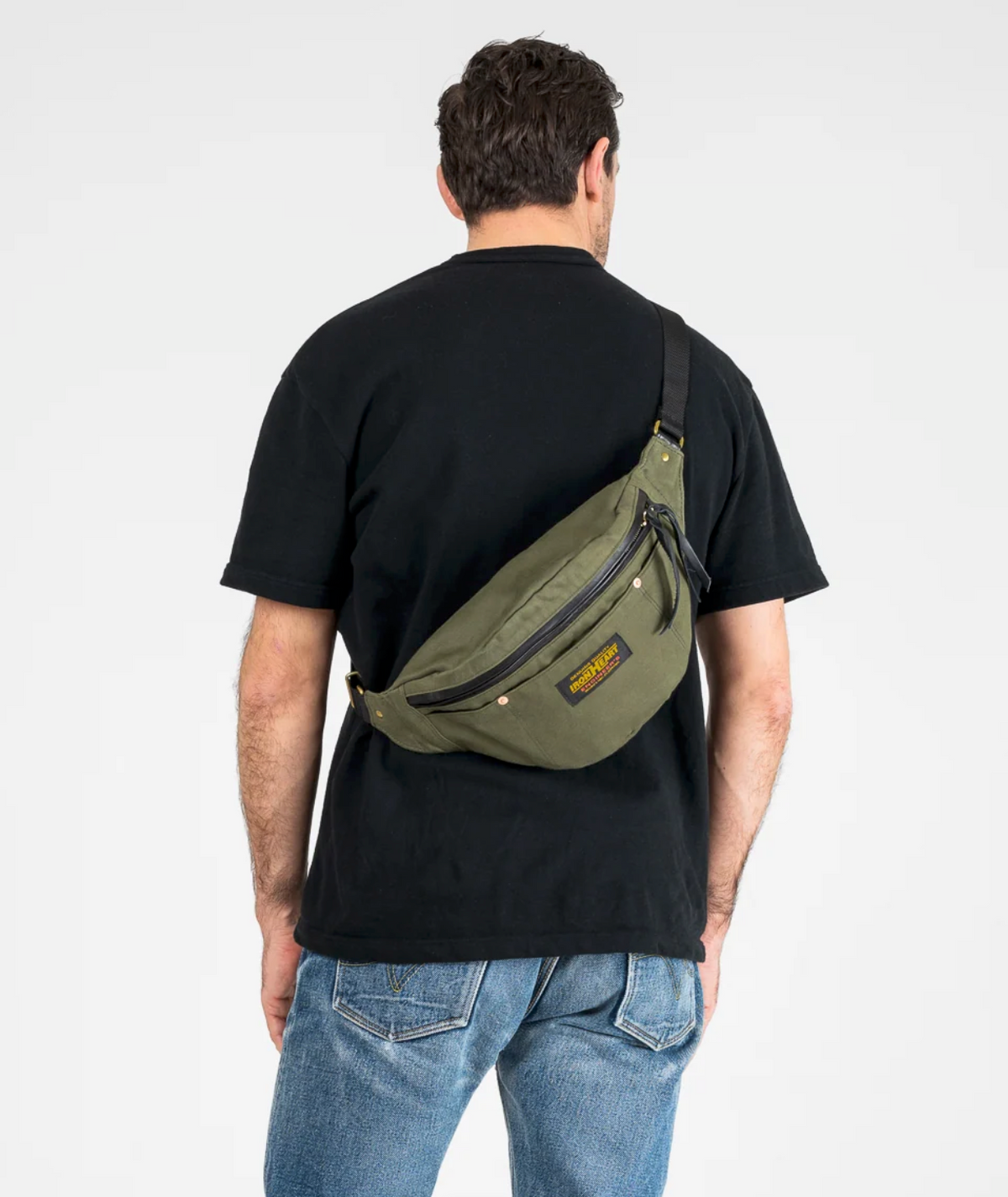 Iron Heart IHE-53 Waist Bag in Olive — worn, side view