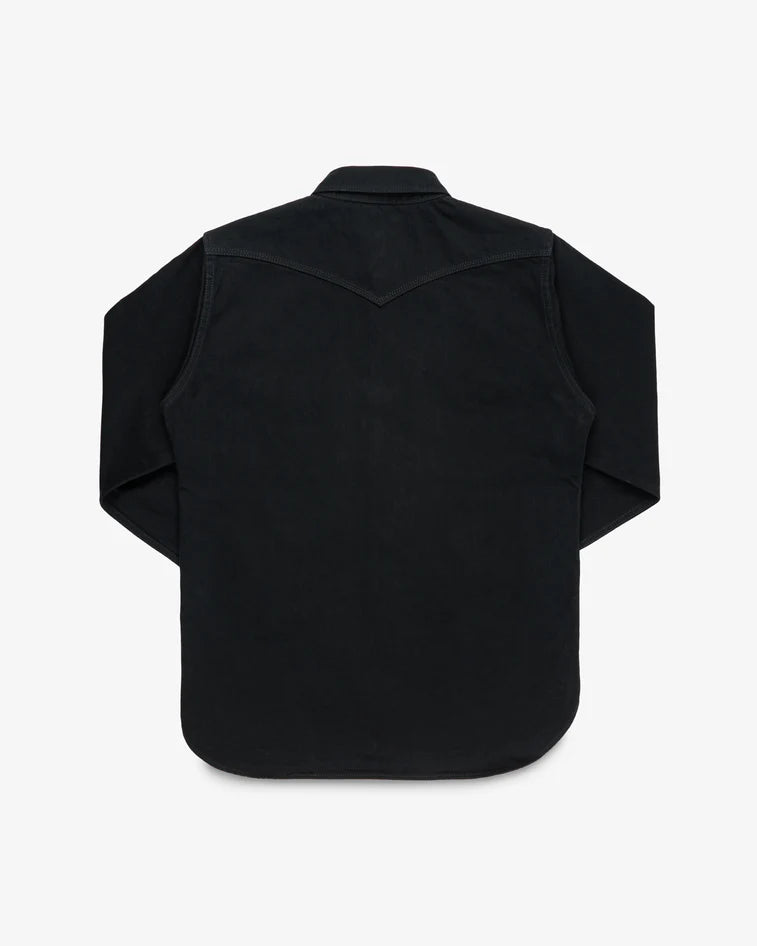 IHSH-218-BLK Iron Heart 12oz Selvedge Denim Western Shirt "The Johnny Cash III" - Superblack