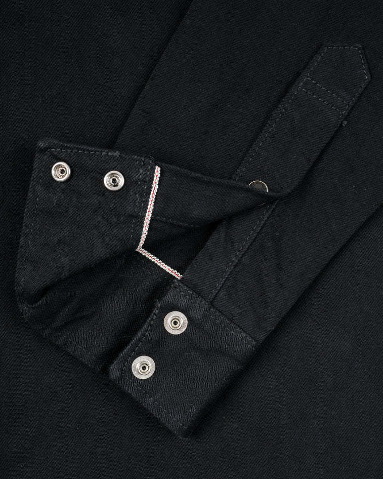 IHSH-218-BLK Iron Heart 12oz Selvedge Denim Western Shirt "The Johnny Cash III" - Superblack