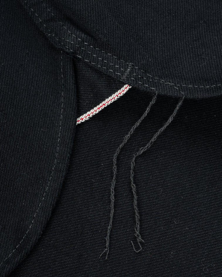 IHSH-218-BLK Iron Heart 12oz Selvedge Denim Western Shirt "The Johnny Cash III" - Superblack