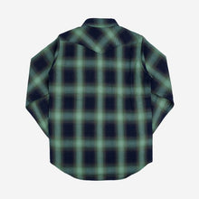 Load image into Gallery viewer, IHSH-348-GRN, 9oz Selvedge Ombré Check Western Shirt - Green