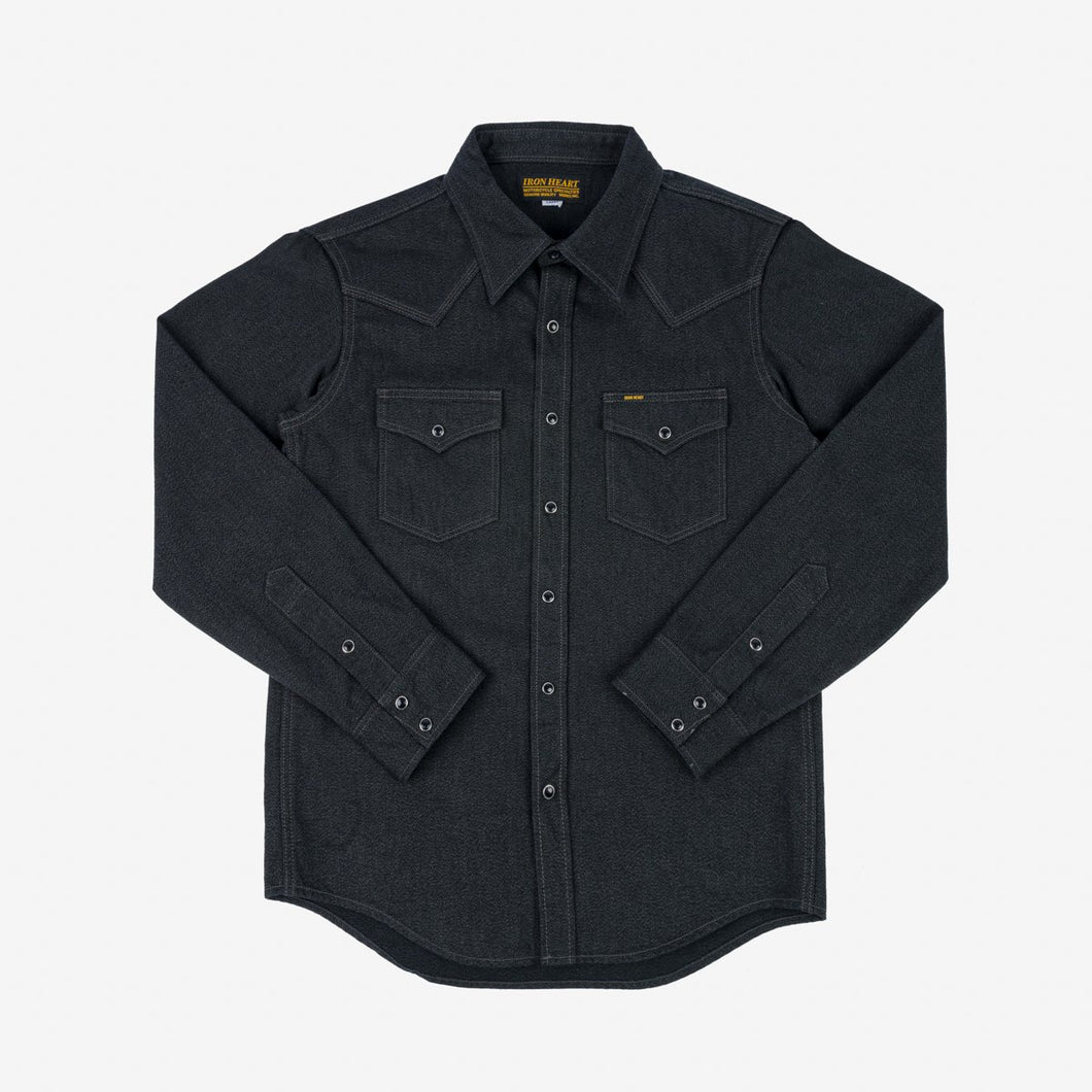 IHSH-367-BLK 10oz Mock Twist Twill Western Shirt - Black