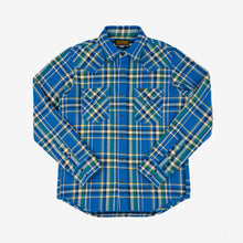 Load image into Gallery viewer, IHSH-370-BLU, Ultra Heavy Flannel Tartan Check Western Shirt - Blue