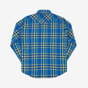 IHSH-370-BLU, Ultra Heavy Flannel Tartan Check Western Shirt - Blue