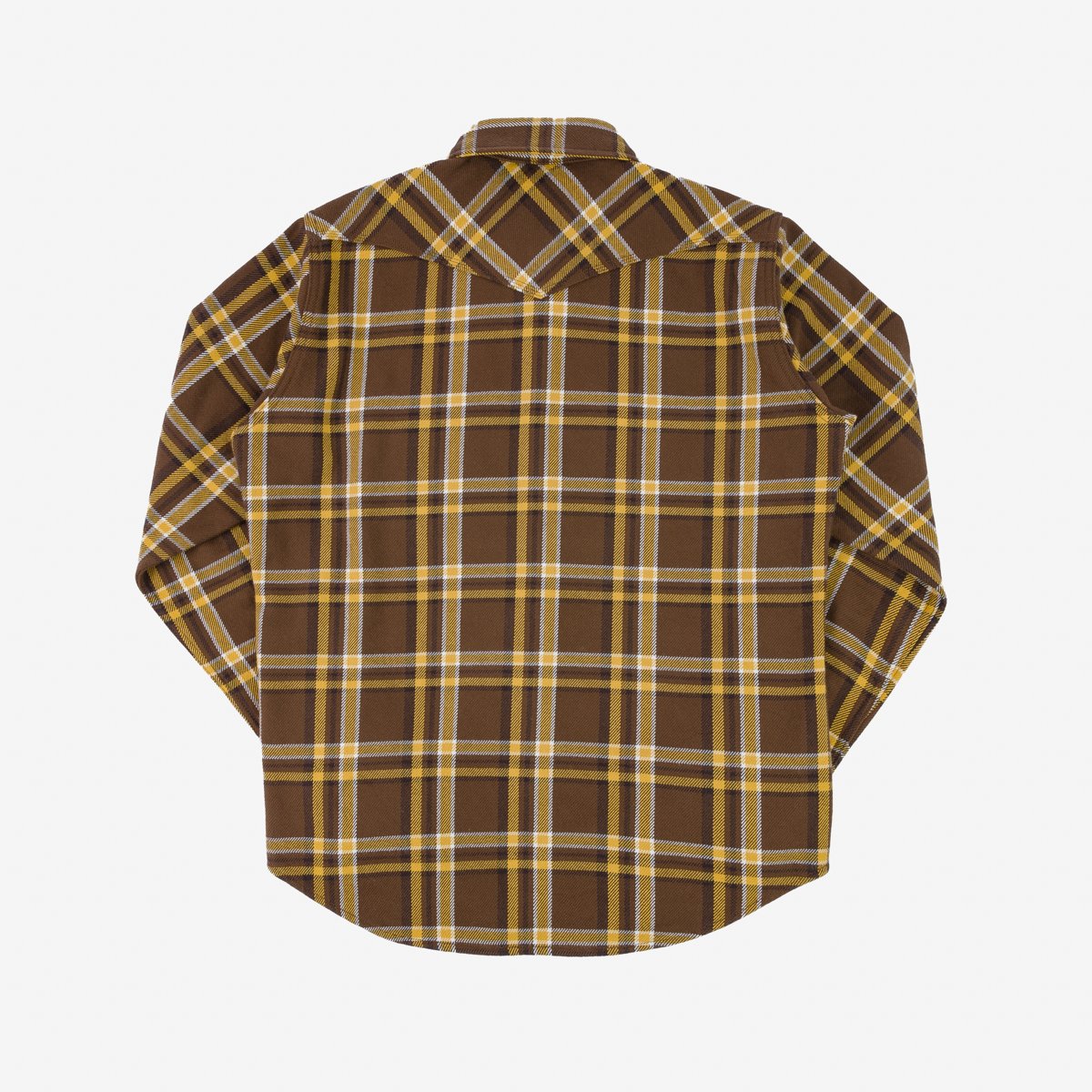 IHSH-372-BRN - Ultra Heavy Flannel Brown Crazy Check Western Shirt - Brown