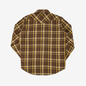 IHSH-372-BRN - Ultra Heavy Flannel Brown Crazy Check Western Shirt - Brown