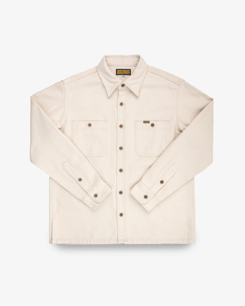 Iron Heart IHSH-423-IVO 13oz oxford cloth work overshirt in ivory - front view