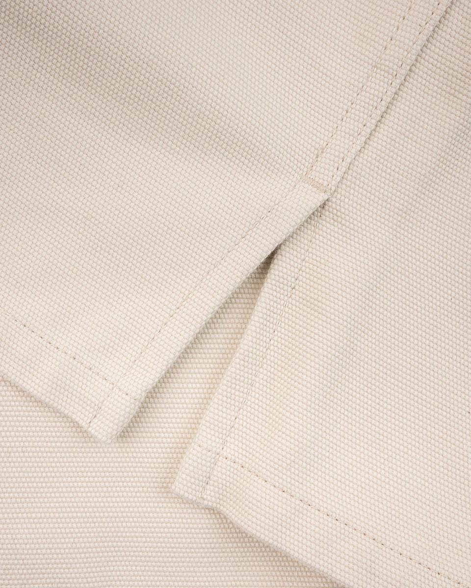 Iron Heart IHSH-423 ivory overshirt - close-up of oxford cloth weave texture"