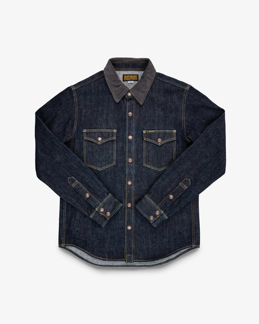 Iron Heart IHSH-427-IND 16oz selvedge denim CPO shirt in indigo - front view