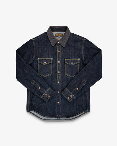 IHSH-427-IND Iron Heart 16oz Selvedge Denim CPO Shirt  - INDIGO