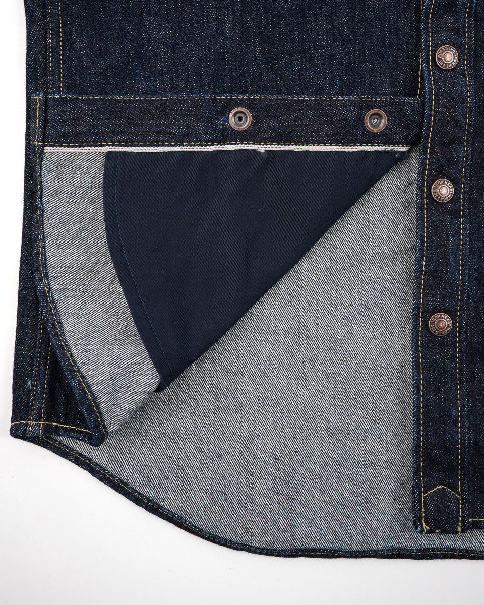 Iron Heart IHSH-427 CPO shirt - selvedge detail on pocket