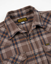 Load image into Gallery viewer, IHSH-431-BRN - Slubby Heavy Flannel Check Western Shirt - Brown
