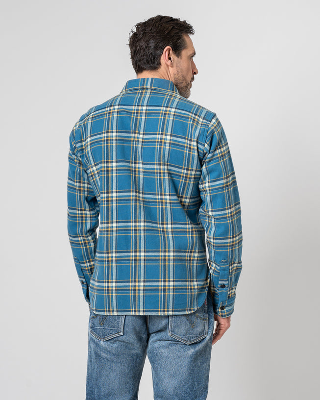 Iron Heart IHSH-435 ultra heavy flannel shirt - worn fit view Back