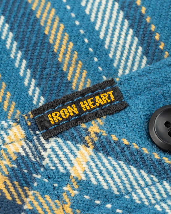 Iron Heart IHSH-435 blue check shirt - label and branding detail