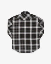 Load image into Gallery viewer, IHSH-439-BLK Iron Heart 9oz Selvedge Flannel Check Western Shirt - Black