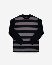 Cargar imagen en el visor de la galería, Iron Heart 11oz cotton long-sleeved sweater with striped body and black arms - front view