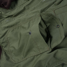 Load image into Gallery viewer, An Iron heart reversible tanker jacket with one side in olive and the other in black,  IHJ-130