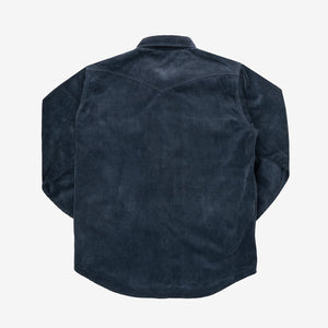 An Iron Heart long-sleeved navy corduroy western shirt with pearl snap fastenings, IHSH-398-Nav