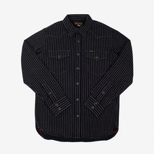 Load image into Gallery viewer, A black Iron Heart Wabash, long-sleeved western-style shirt, 12oz, made in Japan.