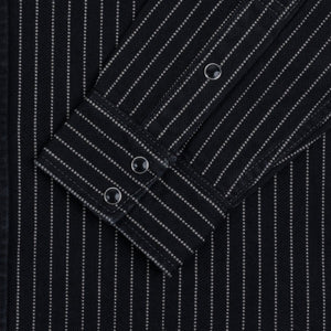 A black Iron Heart Wabash, long-sleeved western-style shirt, 12oz, made in Japan.