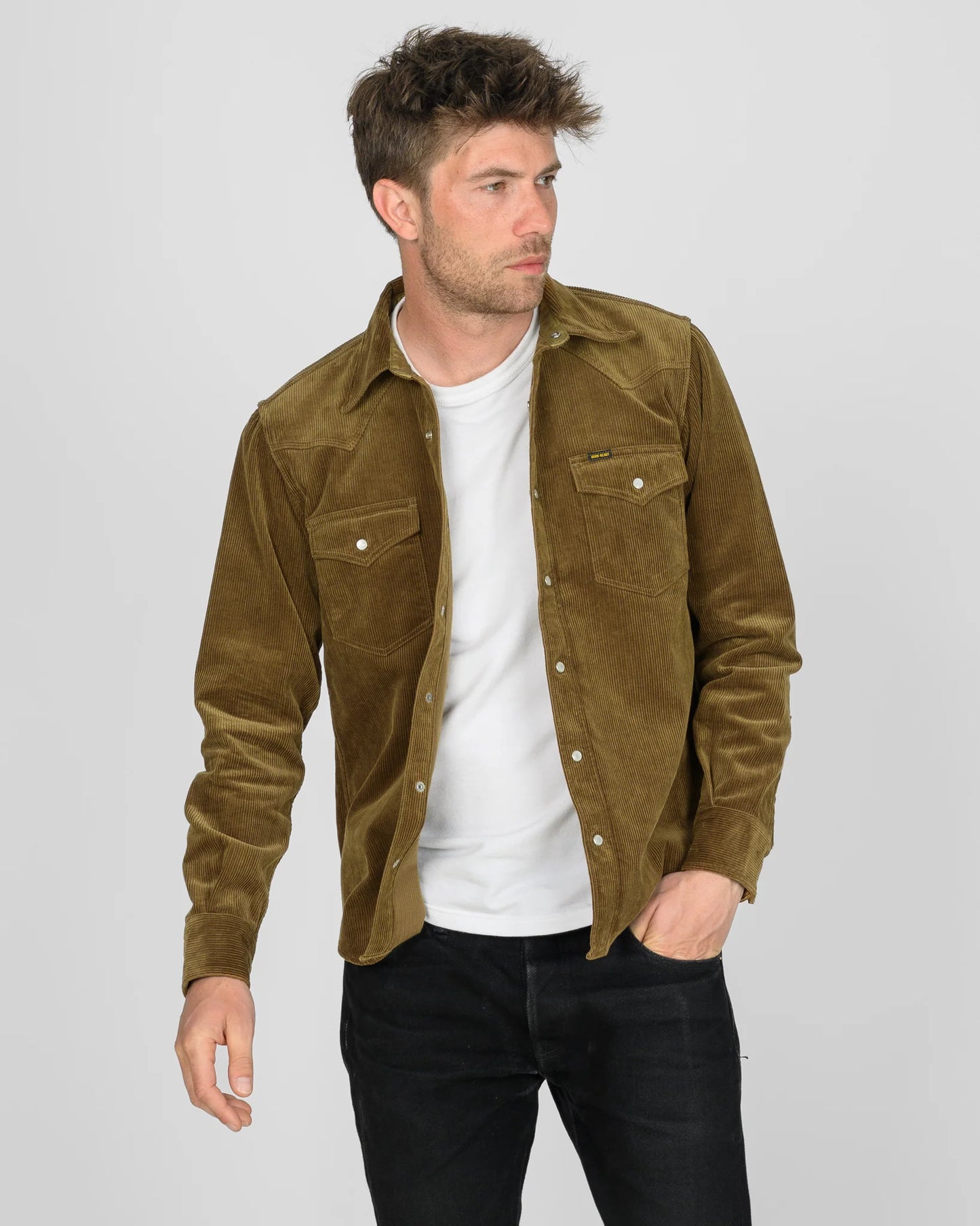 IHSH-398-CAM Iron Heart 11oz Corduroy Western - Camel