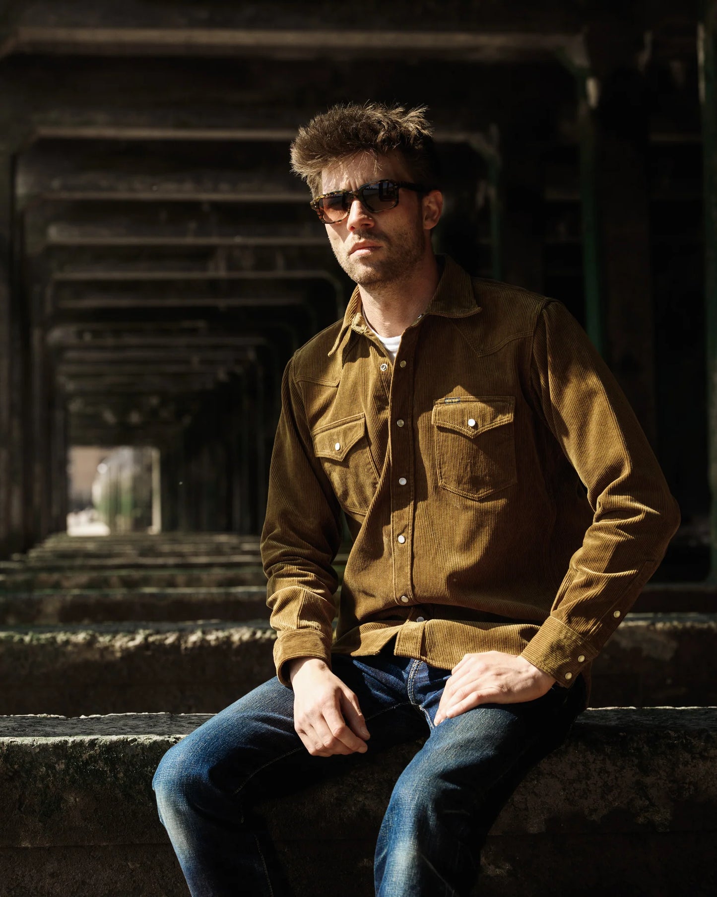 IHSH-398-CAM Iron Heart 11oz Corduroy Western - Camel
