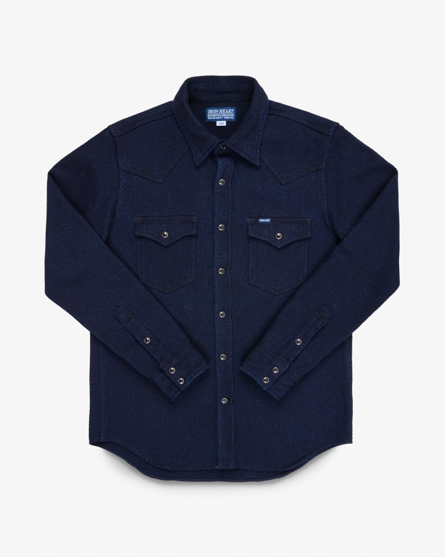 Iron Heart IHSH-208-IND kersey western shirt in indigo - front view