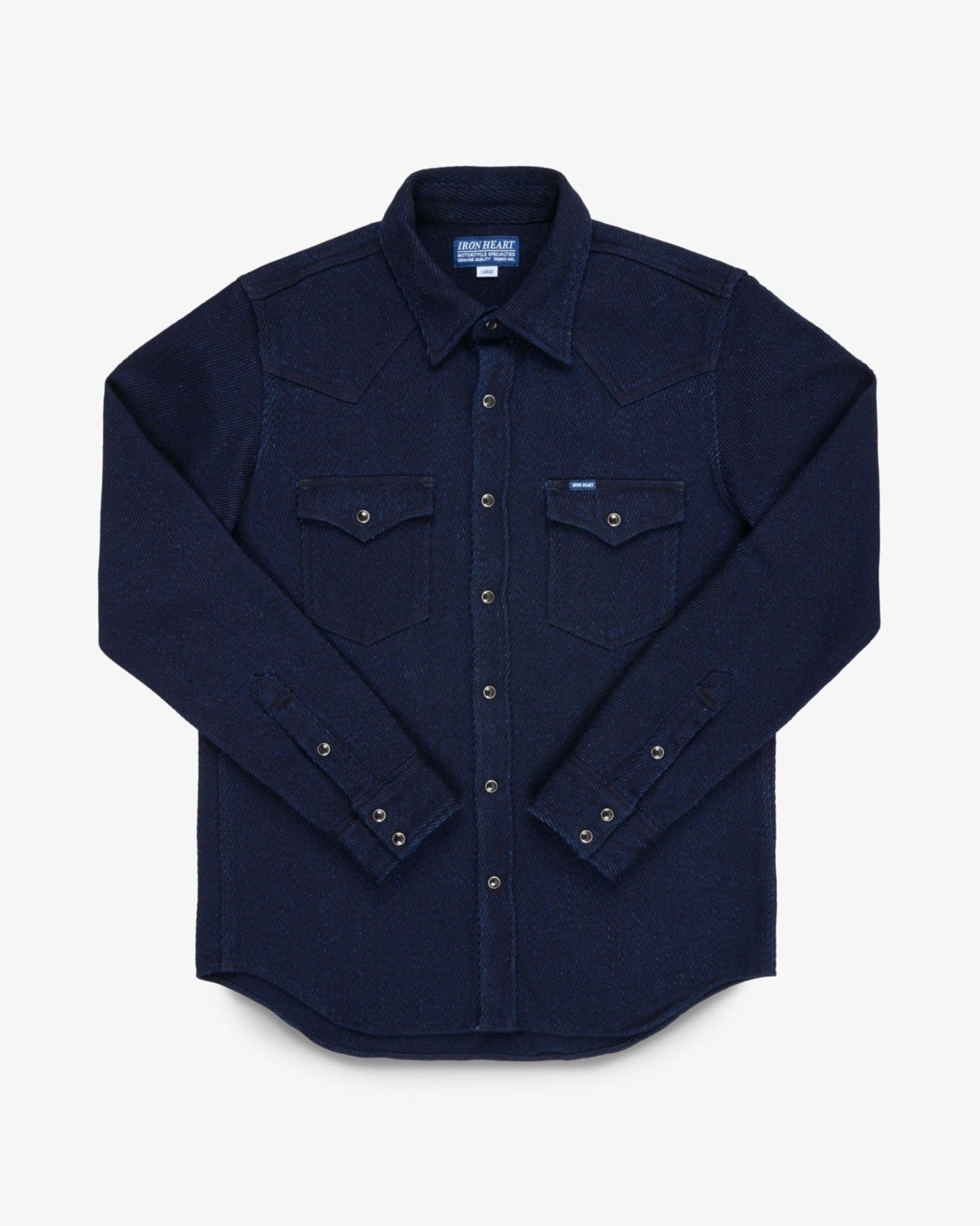 Iron Heart IHSH-208-IND kersey western shirt in indigo - front view