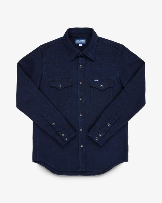 Iron Heart IHSH-208-IND kersey western shirt in indigo - front view