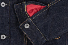 Load image into Gallery viewer, Iron Heart IH-526J-SL 17oz denim jacket - close-up of selvedge denim fabric