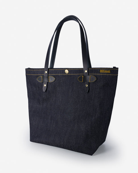 Iron Heart IHE-49-IND selvedge denim tote bag in indigo - front view
