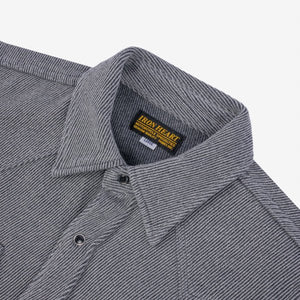 A grey Iron Heart Kersey Western shirt with long sleeves, button-up front, and two chest pockets. 