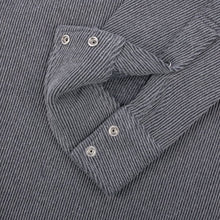 Load image into Gallery viewer, A grey Iron Heart Kersey Western shirt with long sleeves, button-up front, and two chest pockets. 