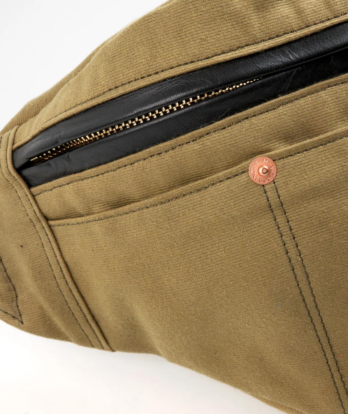 Iron Heart IHE-53 Waist Bag in Khaki — detail view